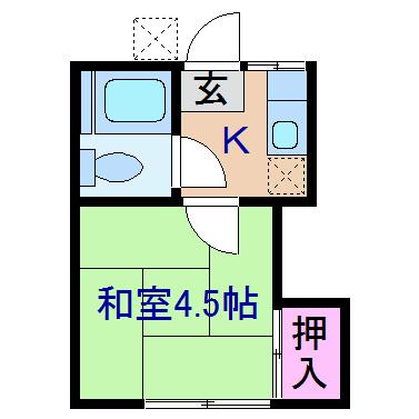 テラス中山(1K/2階)の間取り写真
