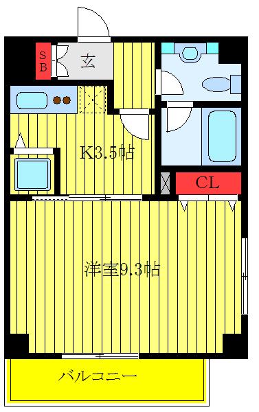 CF COURT(1K/6階)の間取り写真