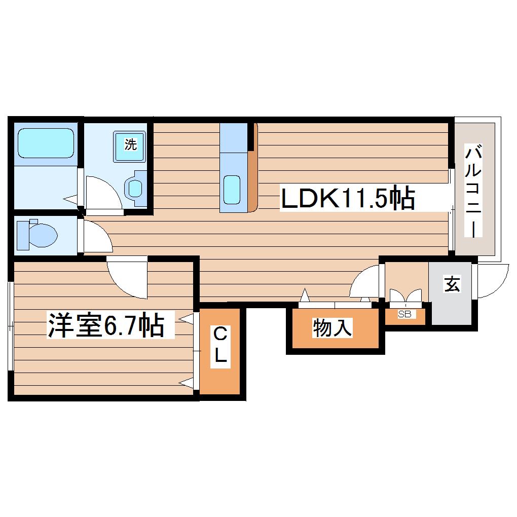 ボンヌール(1LDK/1階)の間取り写真