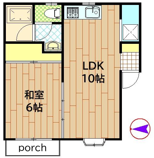 グリーンヒルズ鷹番(1LDK/2階)の間取り写真