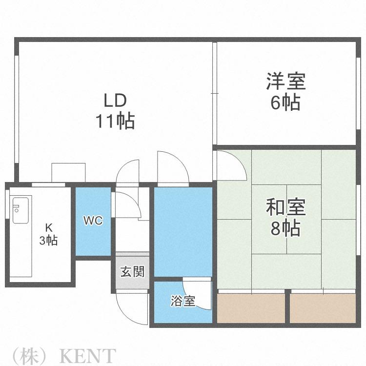 コーポ花島II(2LDK/3階)の間取り写真