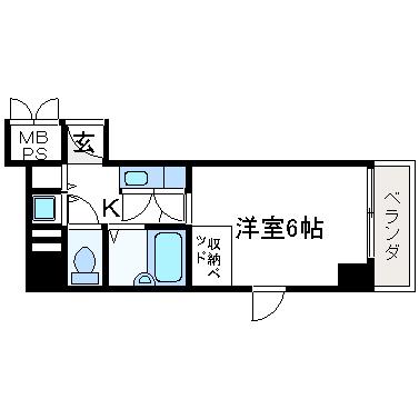トレンディア高槻(1K/2階)の間取り写真