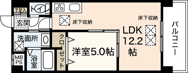 クレアーレヴェントルネス宮内(1LDK/3階)の間取り写真