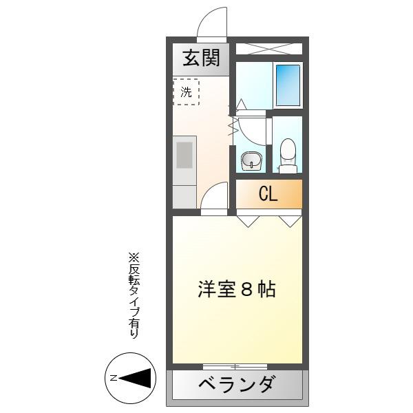 ラビットストリートII(1K/1階)の間取り写真