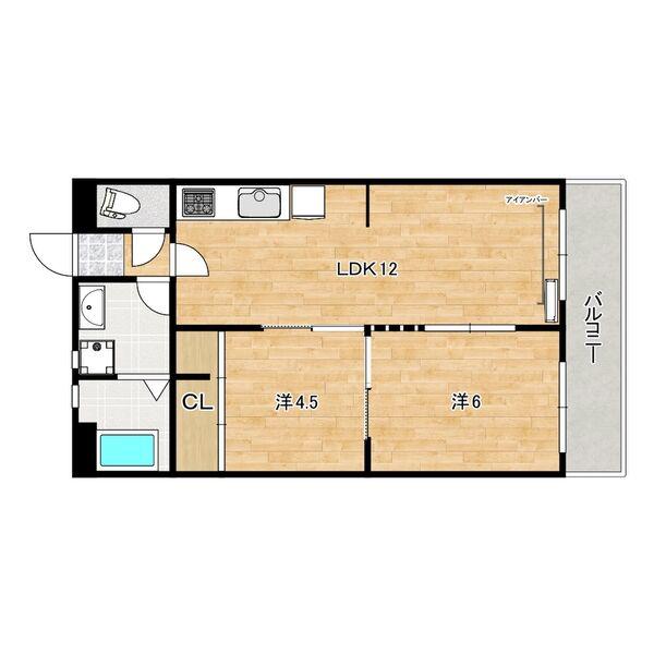 新南千里マンション(2LDK/3階)の間取り写真