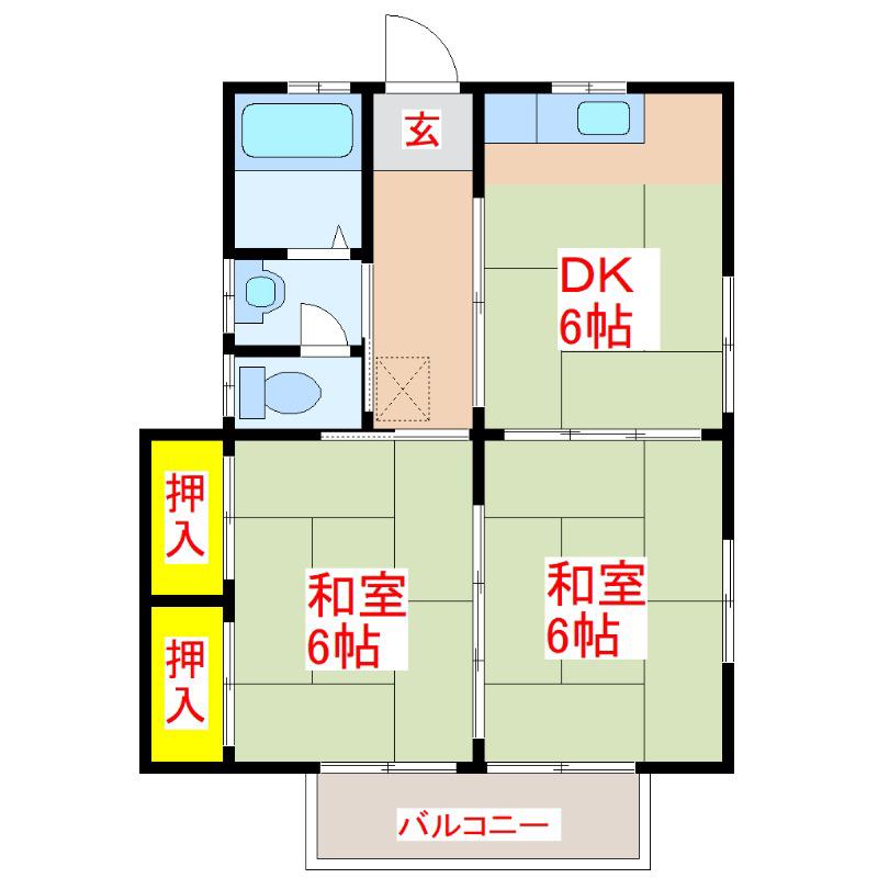 大池荘(2DK/2階)の間取り写真