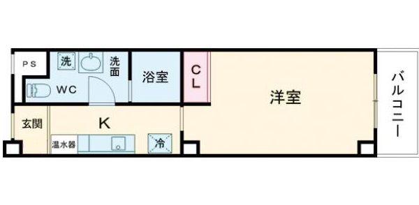 ミワパラディ荒本西(1K/4階)の間取り写真