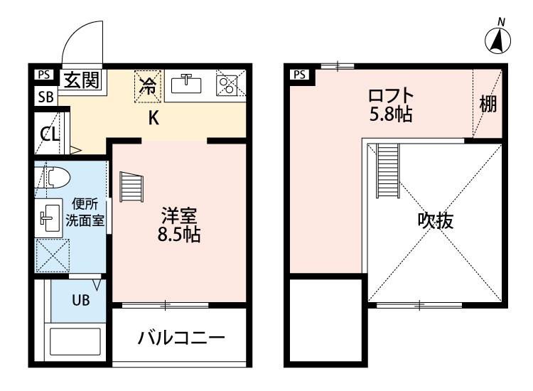 KAHALE小本(1K/2階)の間取り写真