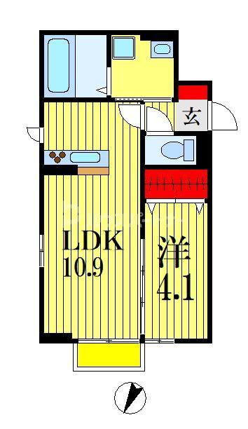 エスカレーズ(1LDK/1階)の間取り写真