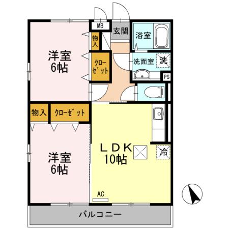 ルコンフォール(2LDK/1階)の間取り写真