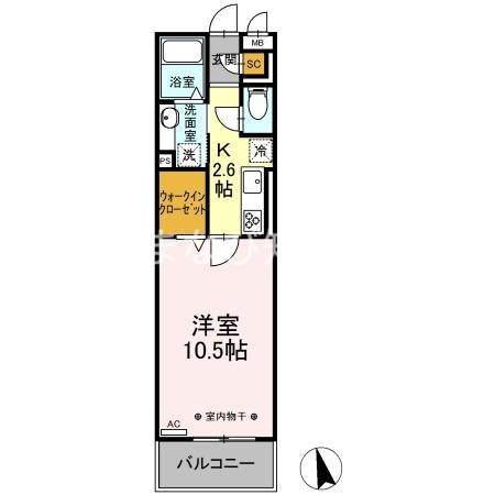 フォンターナ刈谷(1K/3階)の間取り写真