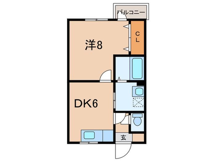 木の実荘B(1DK/1階)の間取り写真