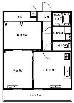 ナカノハイツ(2LDK/1階)の間取り写真