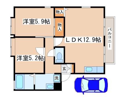 スカイヴィレッジ(2LDK/1階)の間取り写真