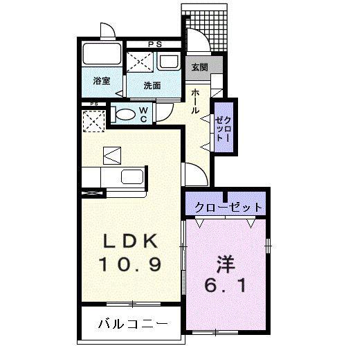 レインボーヒルズIII(1LDK/1階)の間取り写真