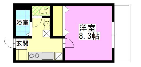 ユースフル新保(1K/1階)の間取り写真