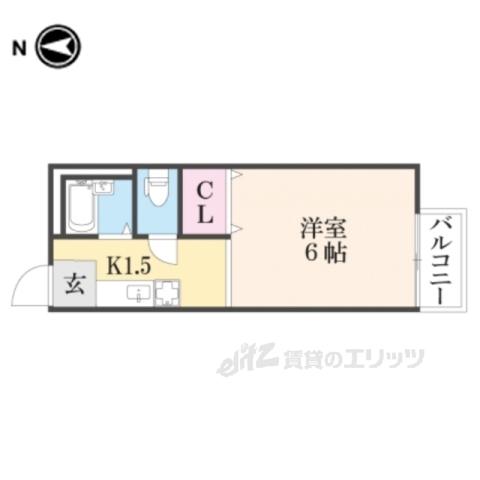 サンライフ朝日丘A棟(1K/1階)の間取り写真