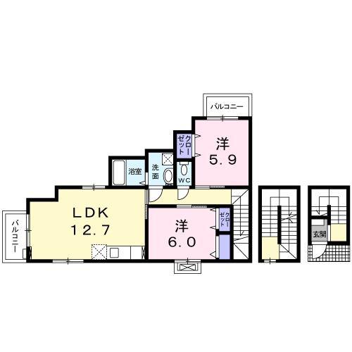 クロワッサン(2LDK/3階)の間取り写真