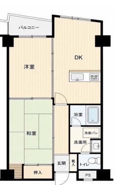 セレーナ喜志参番館II(2DK/7階)の間取り写真