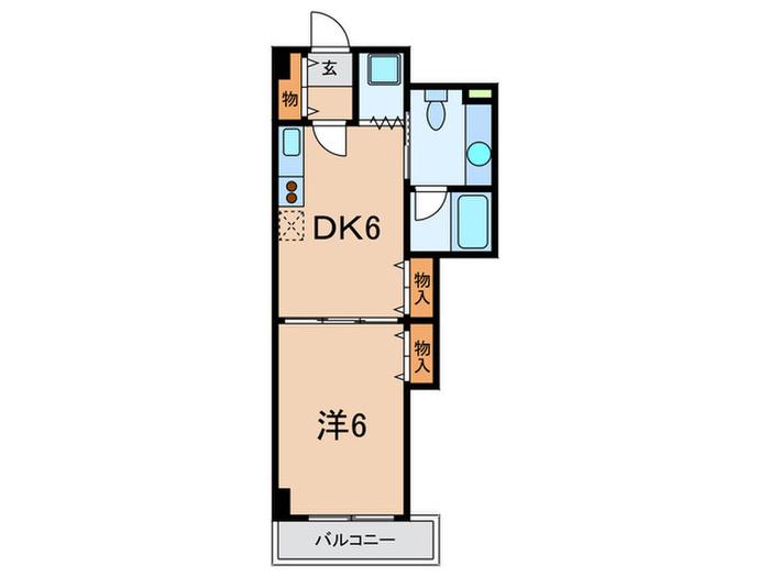 エスペランサ御影II(1DK/2階)の間取り写真