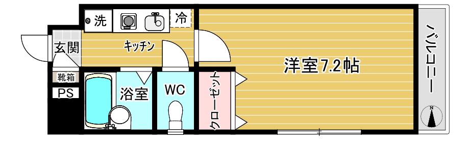リヴァージュ松枝(1K/4階)の間取り写真