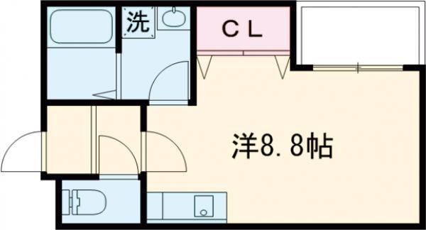 REVITA野崎(ワンルーム/1階)の間取り写真
