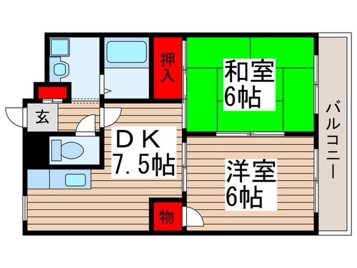 サニ―プレイス(2DK/2階)の間取り写真