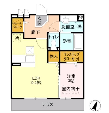 エトワール A(1LDK/1階)の間取り写真