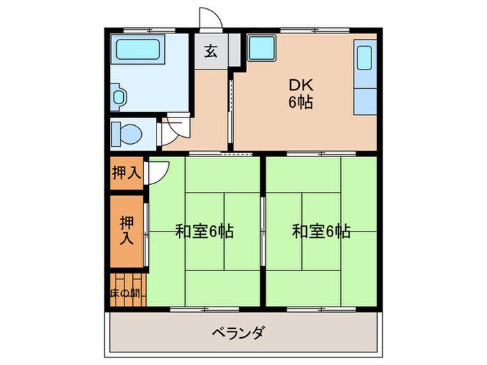 七福マンション(2DK/2階)の間取り写真