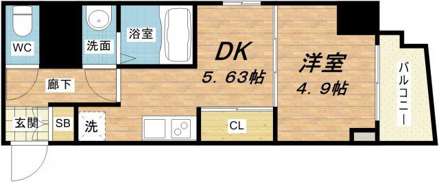 ADWRESIDENCE松屋町(1DK/10階)の間取り写真