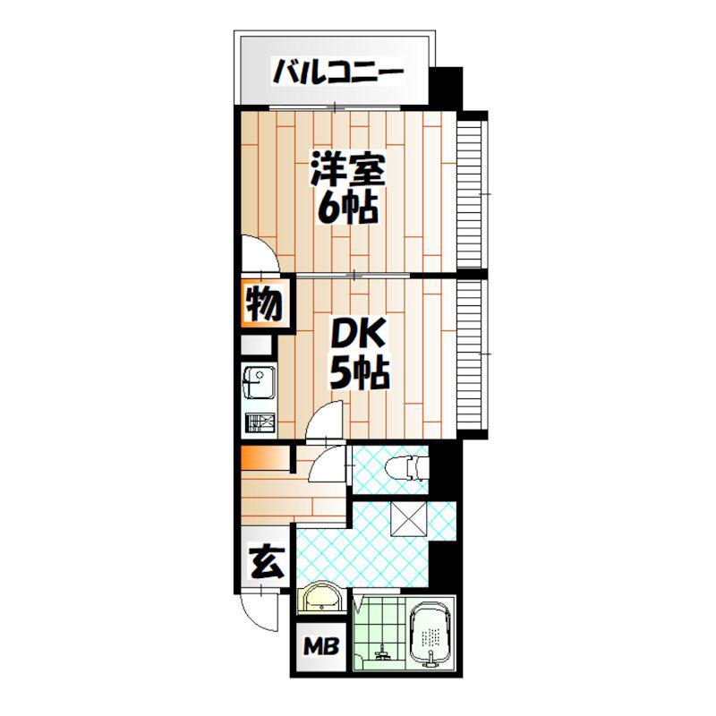 ハートピア鍛治町(1DK/8階)の間取り写真