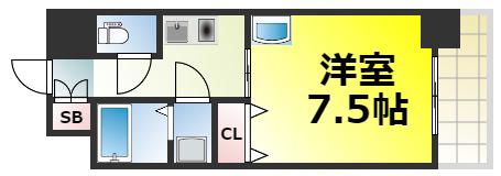 BLUE BEE桜川駅前(1K/8階)の間取り写真