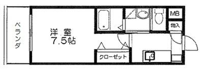 ベルパークII(1K/6階)の間取り写真
