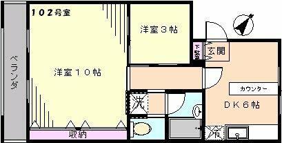 キャニオンマンション加賀町第二(2DK/1階)の間取り写真