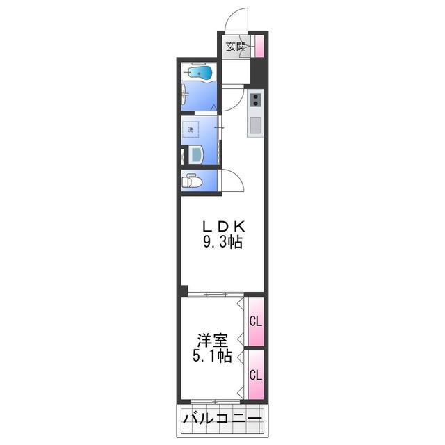 フォレストクリエオーレ高師浜(1LDK/1階)の間取り写真