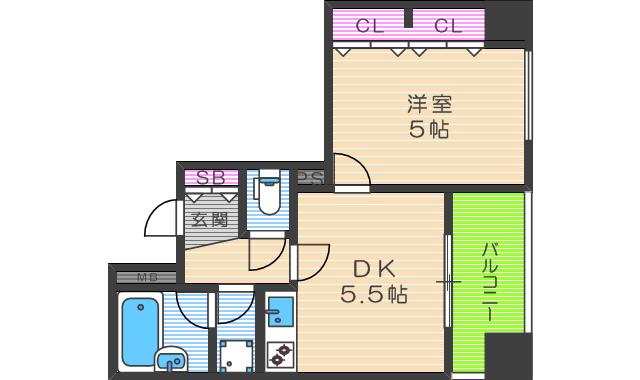 阪神ハイグレードマンション11番館(1DK/8階)の間取り写真