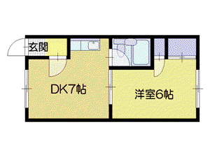 京王ヤングマンション(1DK/1階)の間取り写真