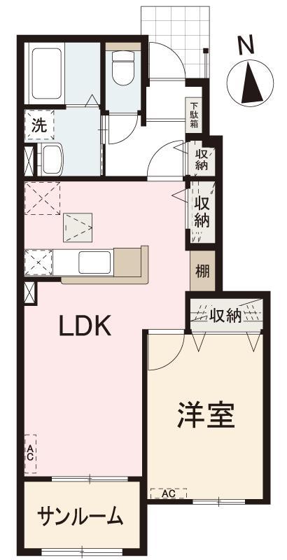 クー・ドゥ・バレーヌ(1LDK/1階)の間取り写真