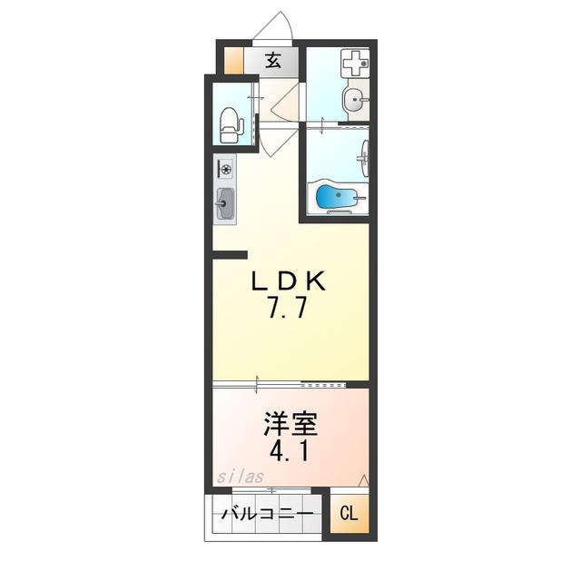 カーサフォルトナート羽曳野II(1LDK/1階)の間取り写真