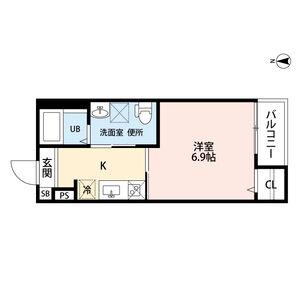 ハピネス八反(1K/1階)の間取り写真