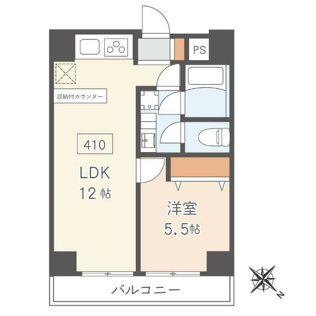 朝日動坂マンション 部屋番号410(1LDK/4階)の間取り写真