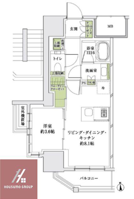 ザ・パークハビオ同心(1LDK/6階)の間取り写真