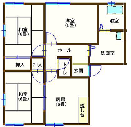 ラフォーレ山川5(3DK/2階)の間取り写真