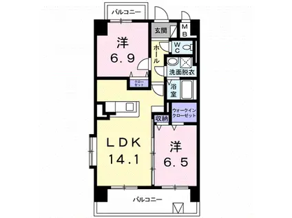 OSANPO上津(2LDK/2階)の間取り写真