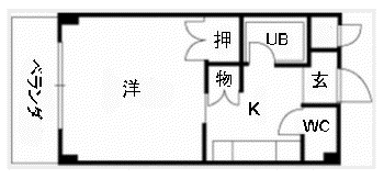 BONハイツ89(ワンルーム/2階)の間取り写真