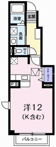 キャプリコートC(ワンルーム/1階)の間取り写真