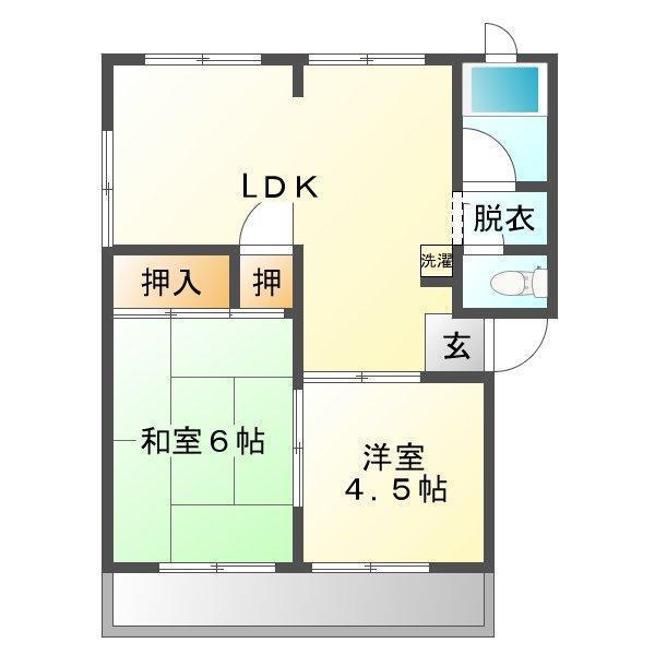パールハイツ新野辺(2LDK/2階)の間取り写真