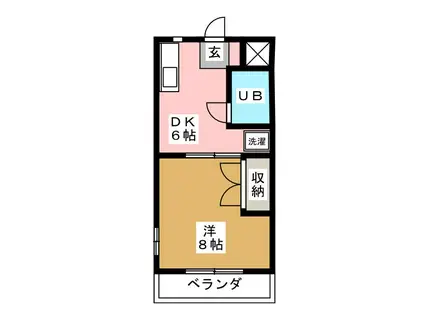 サンスクエア(1DK/3階)の間取り写真