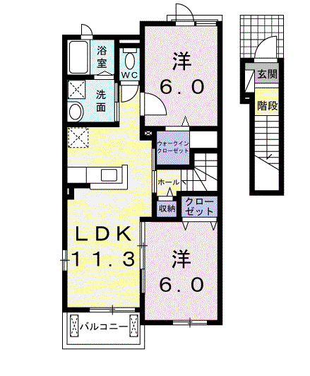 ステラ A(2LDK/2階)の間取り写真