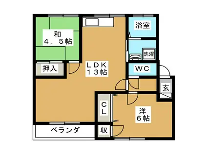 富士本コーポ(2LDK/2階)の間取り写真